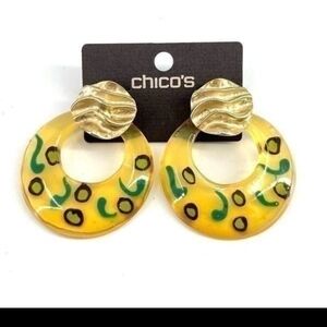 Chico's Vibrant Yellow and Gold Earrings